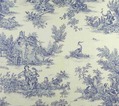 Toile de Jouy Stoff im Landhausstil in Blau