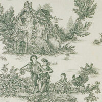 Toile de Jouy Stoff im Landhausstil in Dunkelgrn