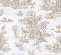 Landhausstoff mit Toile de Jouy-Muster in Beige