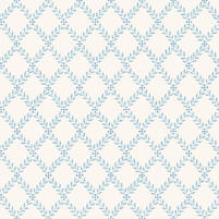 Motivansicht der Tapete TRELLIS LEAVES, Farbton BLUE (Rautentapete, Trellismuster)