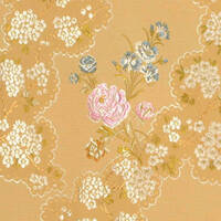 Detailansicht des Stoffes VALLERY, Farbton PASTELLGELB (bestickter Jacquardstoff, florales Motiv)