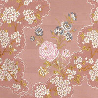 Detailansicht des Stoffes VALLERY, Farbton ROSE (bestickter Jacquardstoff, florales Motiv)